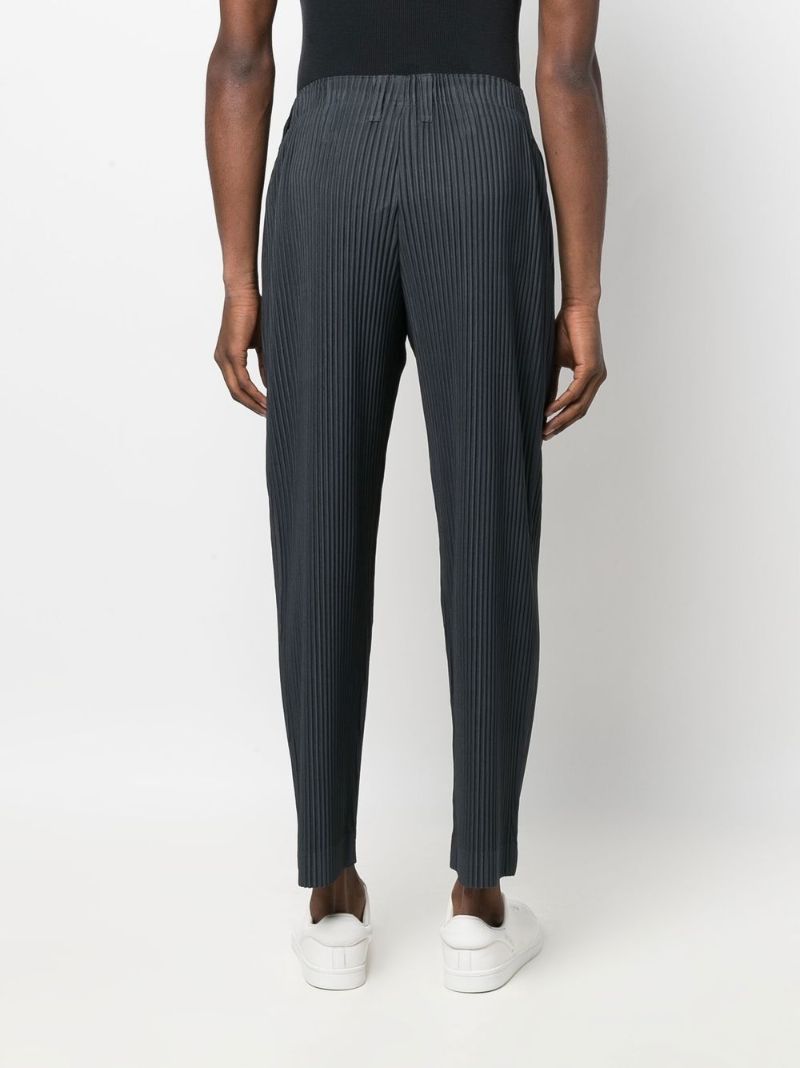 Grey Colour Pleats PlissÃ_x0083_Â© Straight Leg Trousers