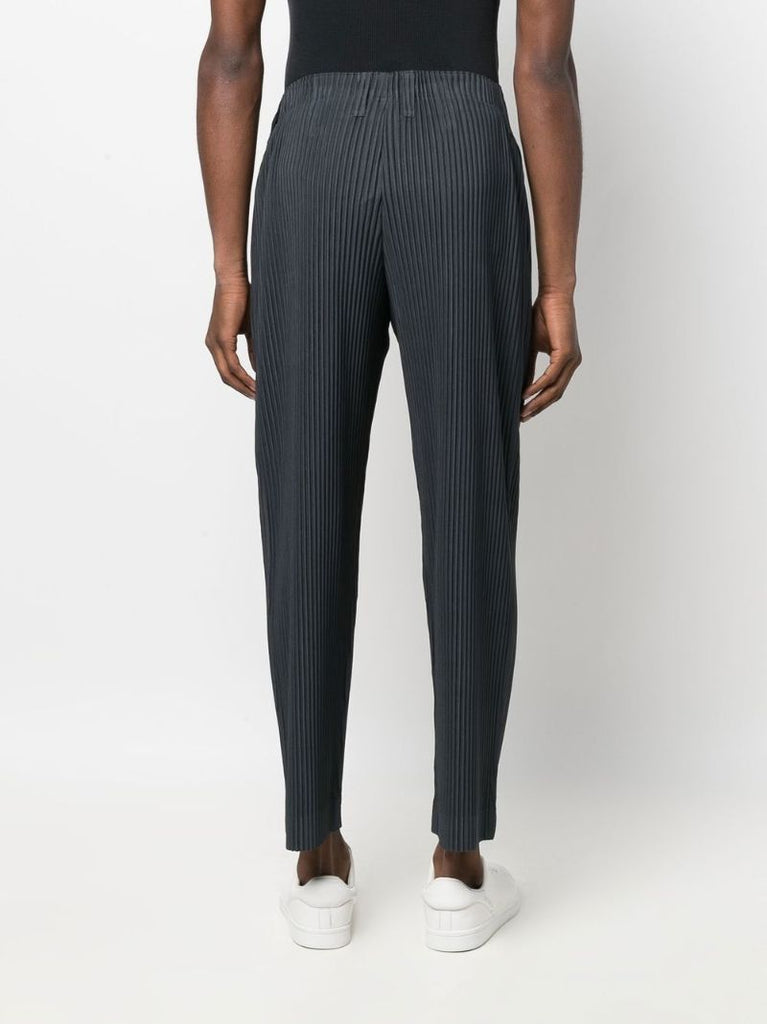 Grey Colour Pleats PlissÃ_x0083_Â© Straight Leg Trousers