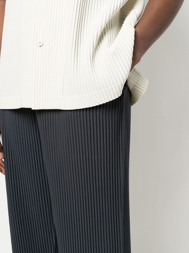 Grey Colour Pleats PlissÃ_x0083_Â© Straight Leg Trousers