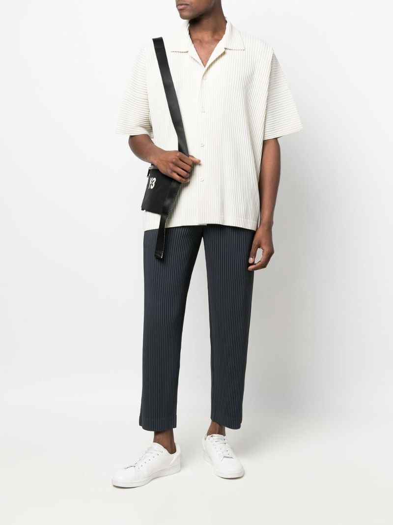 Grey Colour Pleats PlissÃ_x0083_Â© Straight Leg Trousers