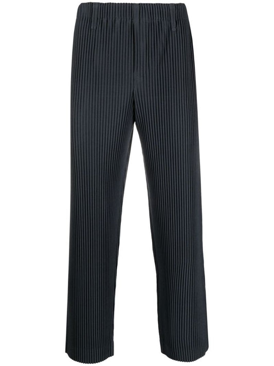Grey Colour Pleats PlissÃ_x0083_Â© Straight Leg Trousers