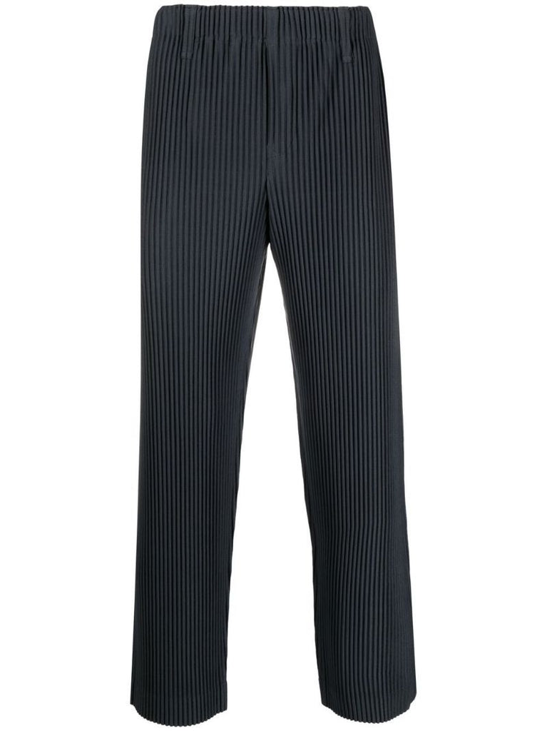 Grey Colour Pleats PlissÃ_x0083_Â© Straight Leg Trousers