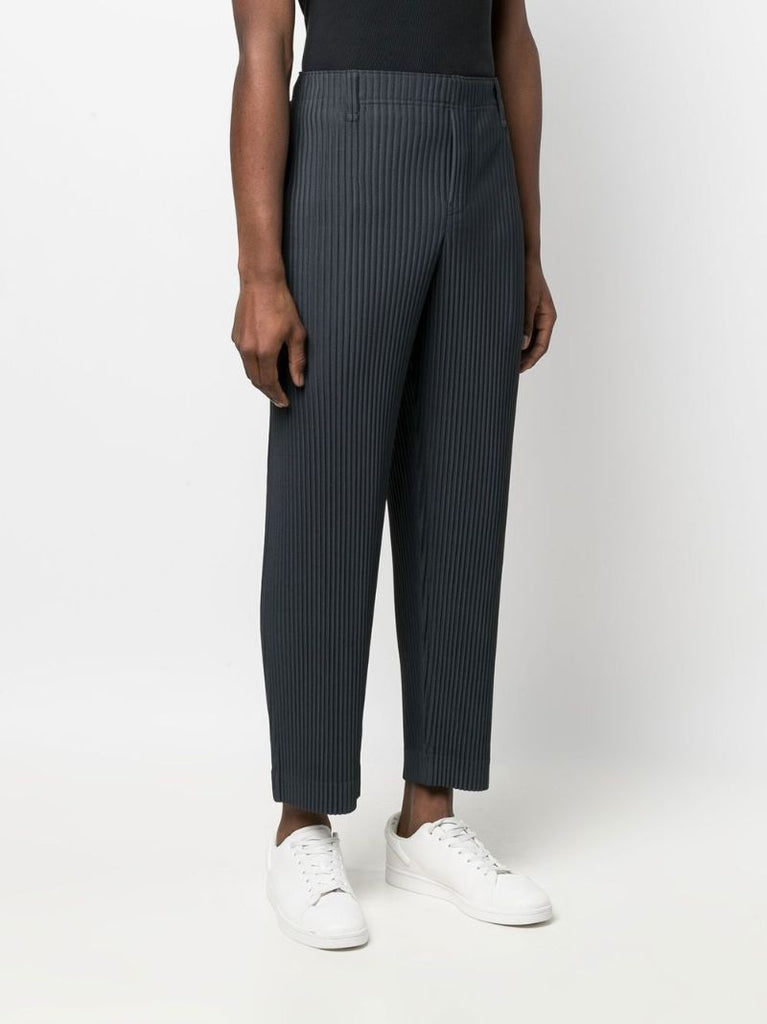 Grey Colour Pleats PlissÃ_x0083_Â© Straight Leg Trousers