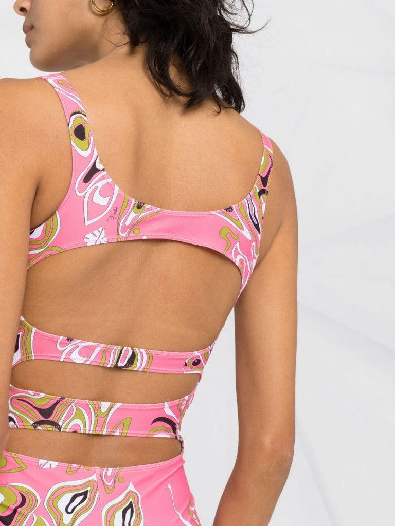 Pink Africana Print Cutout Back Playsuit