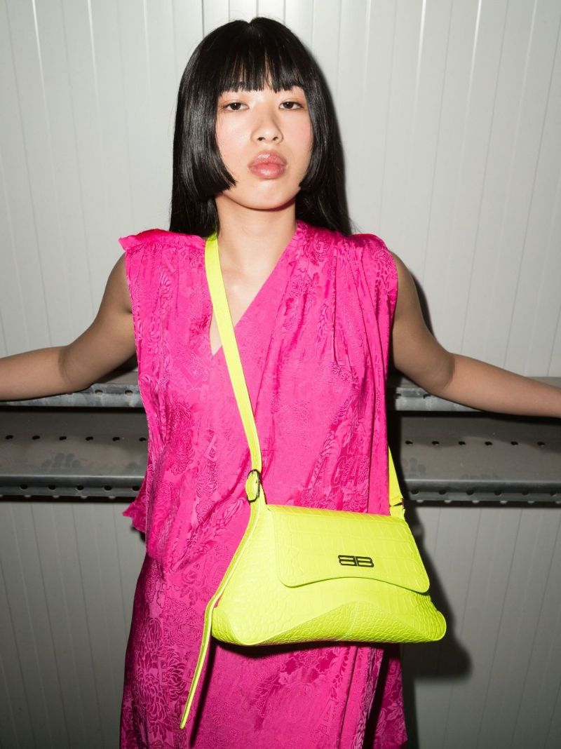 Green Xx Medium Flap Mock Croc Leather Shoulder Bag