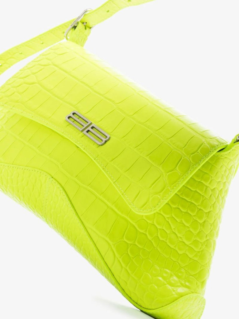 Green Xx Medium Flap Mock Croc Leather Shoulder Bag