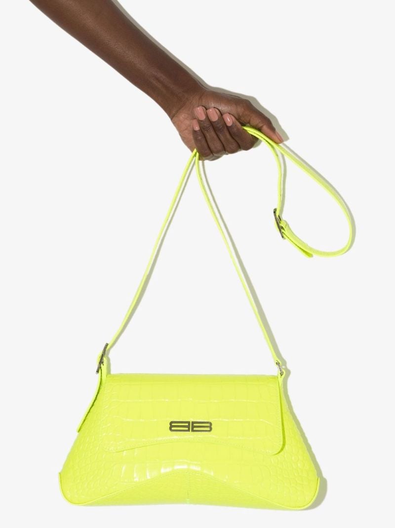 Green Xx Medium Flap Mock Croc Leather Shoulder Bag
