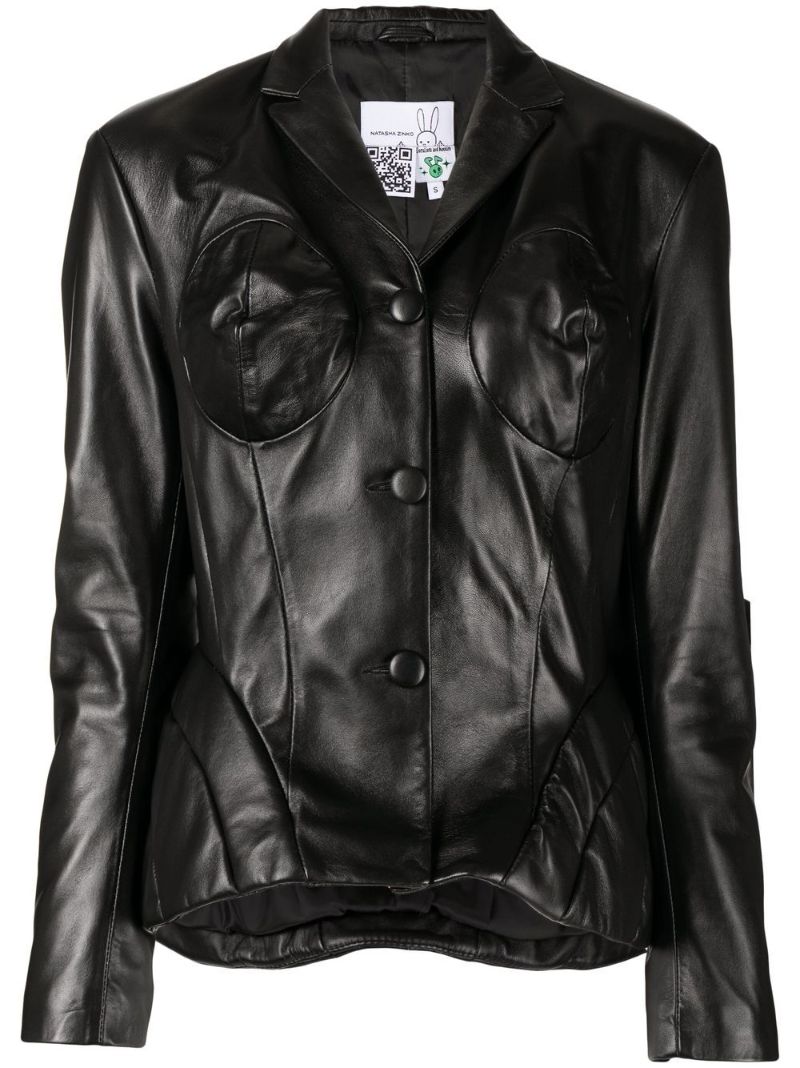 Black Panelled Leather Jacket