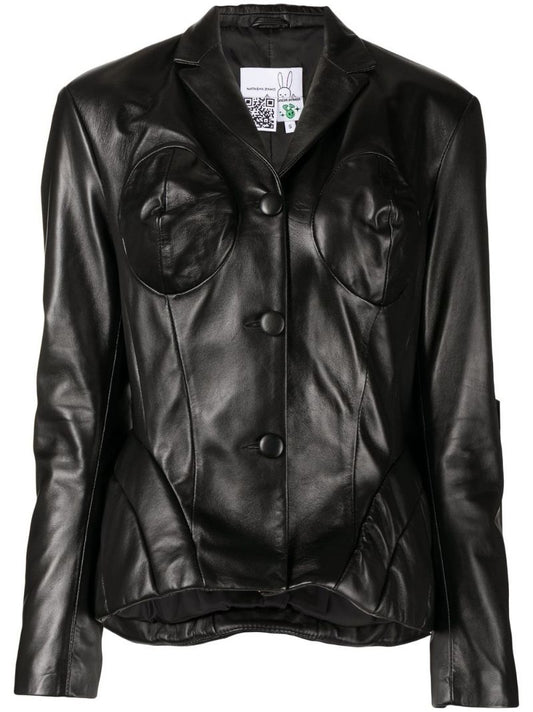 Black Panelled Leather Jacket