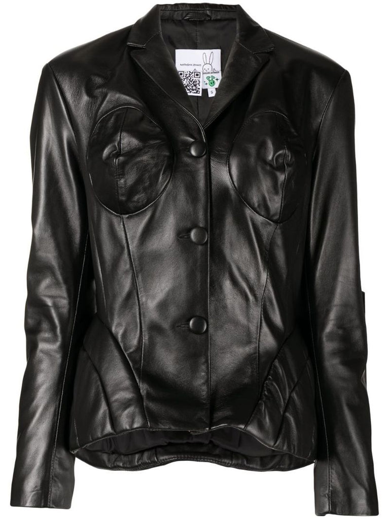 Black Panelled Leather Jacket