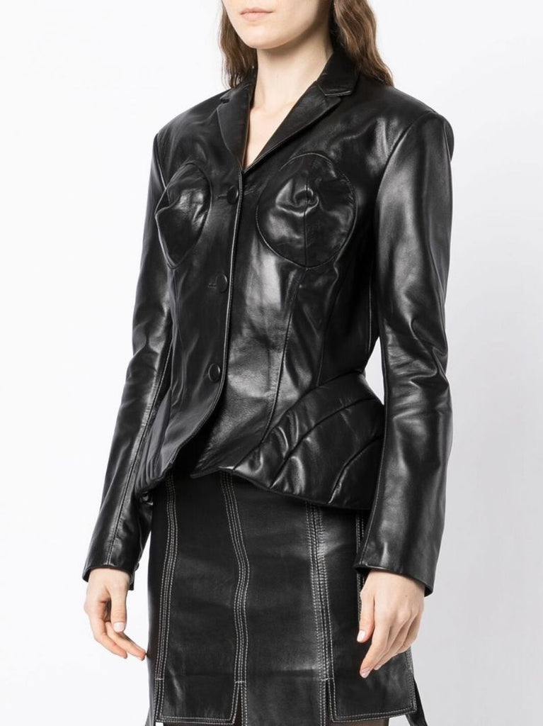 Black Panelled Leather Jacket