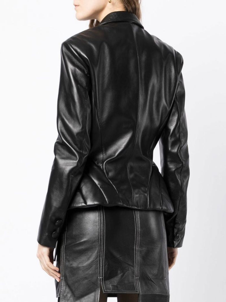 Black Panelled Leather Jacket