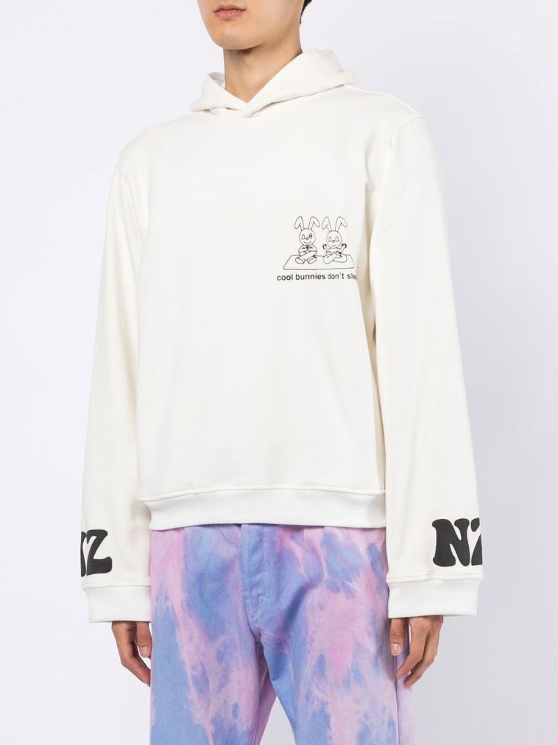 White Cool Bunnies DonÃ¢â_x0082_¬â_x0084_¢t Sleep Cotton Hoodie