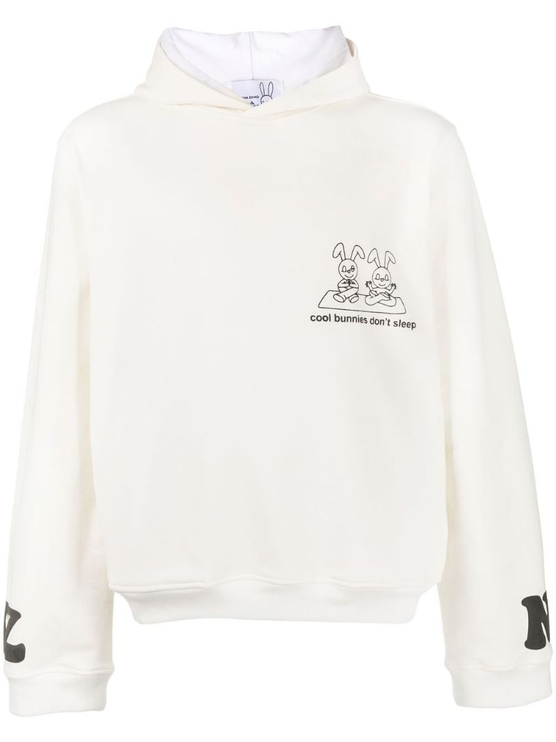 White Cool Bunnies DonÃ¢â_x0082_¬â_x0084_¢t Sleep Cotton Hoodie