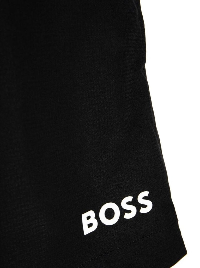 Black Logo Print Swim Shorts
