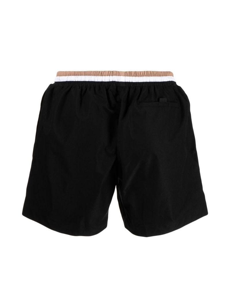 Black Logo Print Swim Shorts