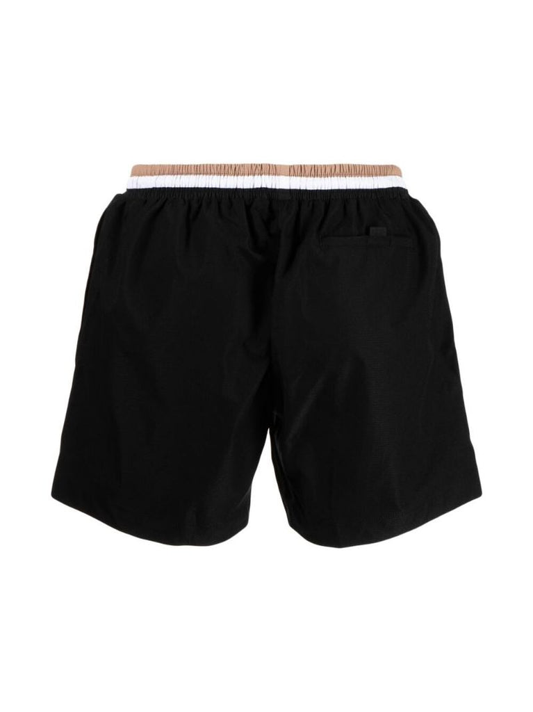 Black Logo Print Swim Shorts