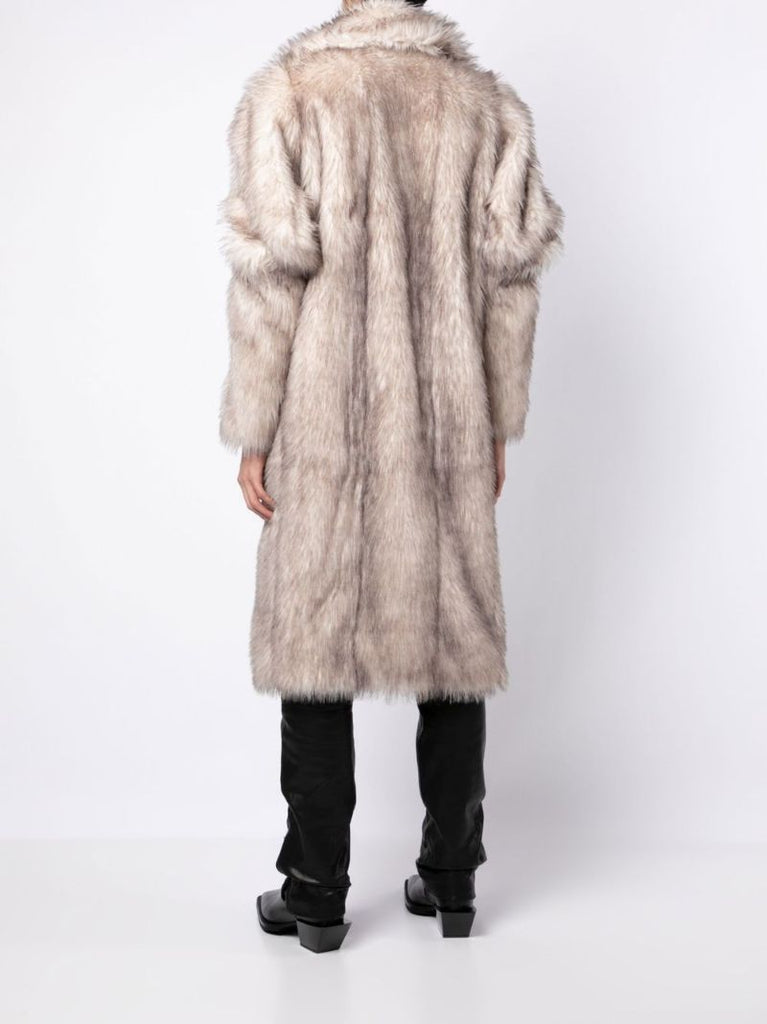Neutral Faux Fur Maxi Coat