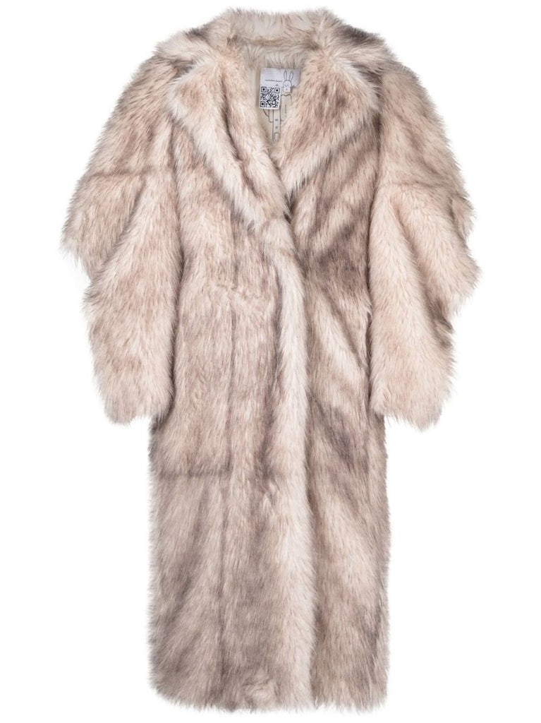 Neutral Faux Fur Maxi Coat