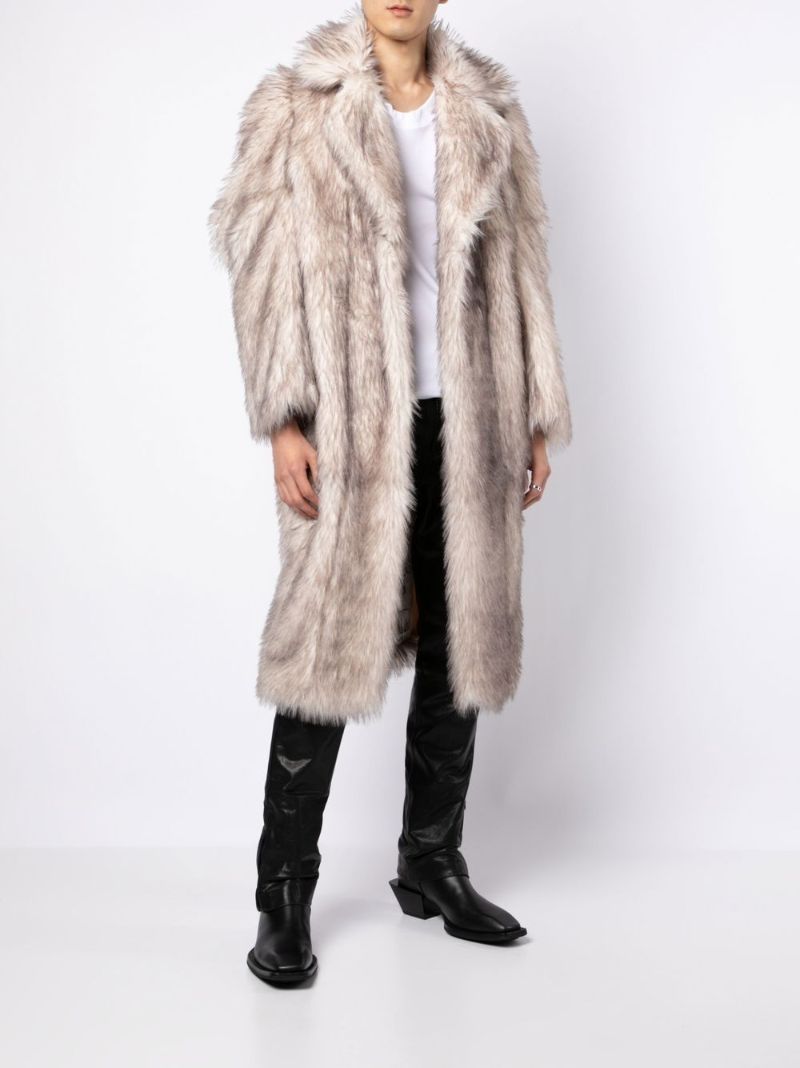 Neutral Faux Fur Maxi Coat