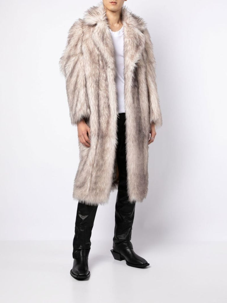 Neutral Faux Fur Maxi Coat