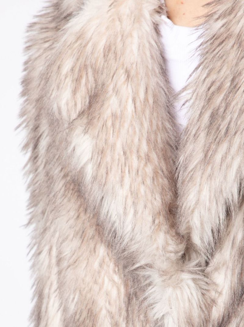 Neutral Faux Fur Maxi Coat