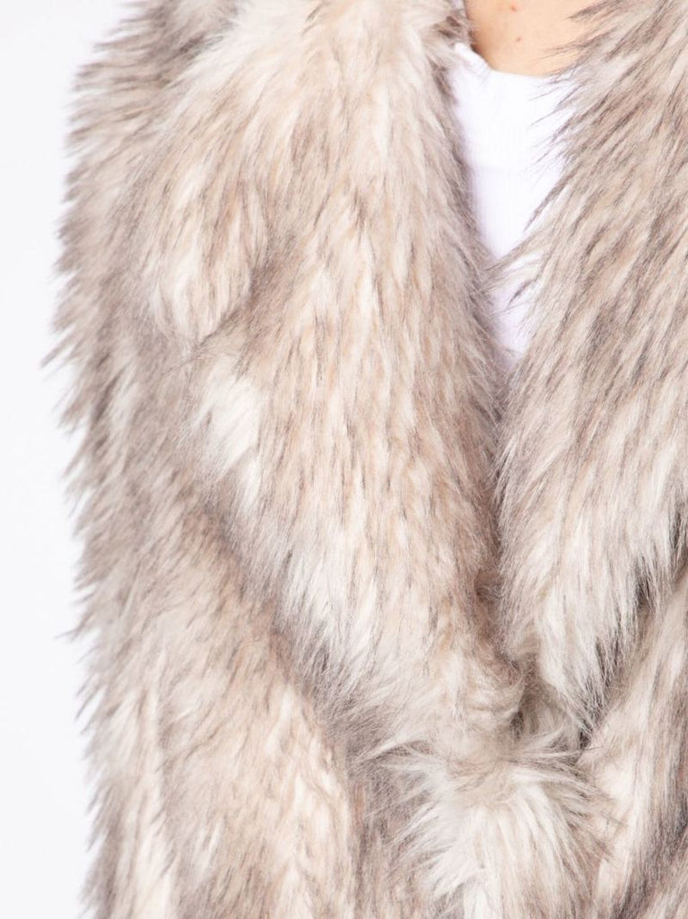 Neutral Faux Fur Maxi Coat