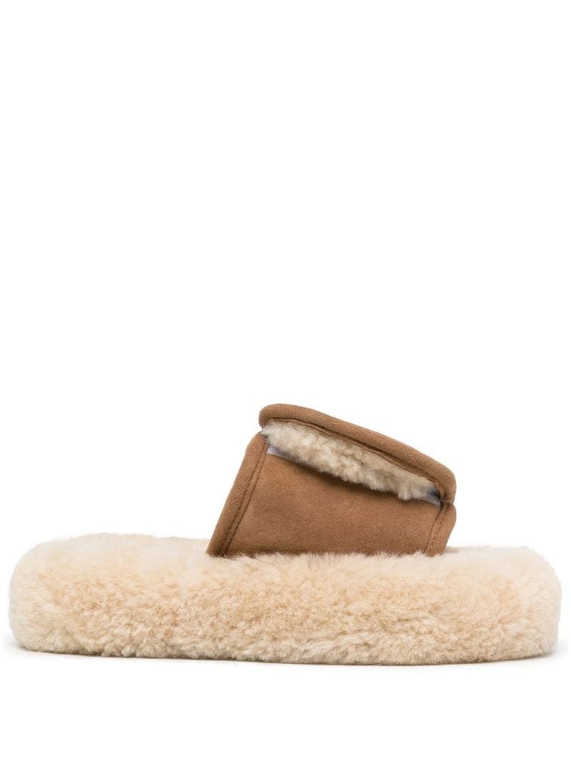Brown Shearling Suede Slippers