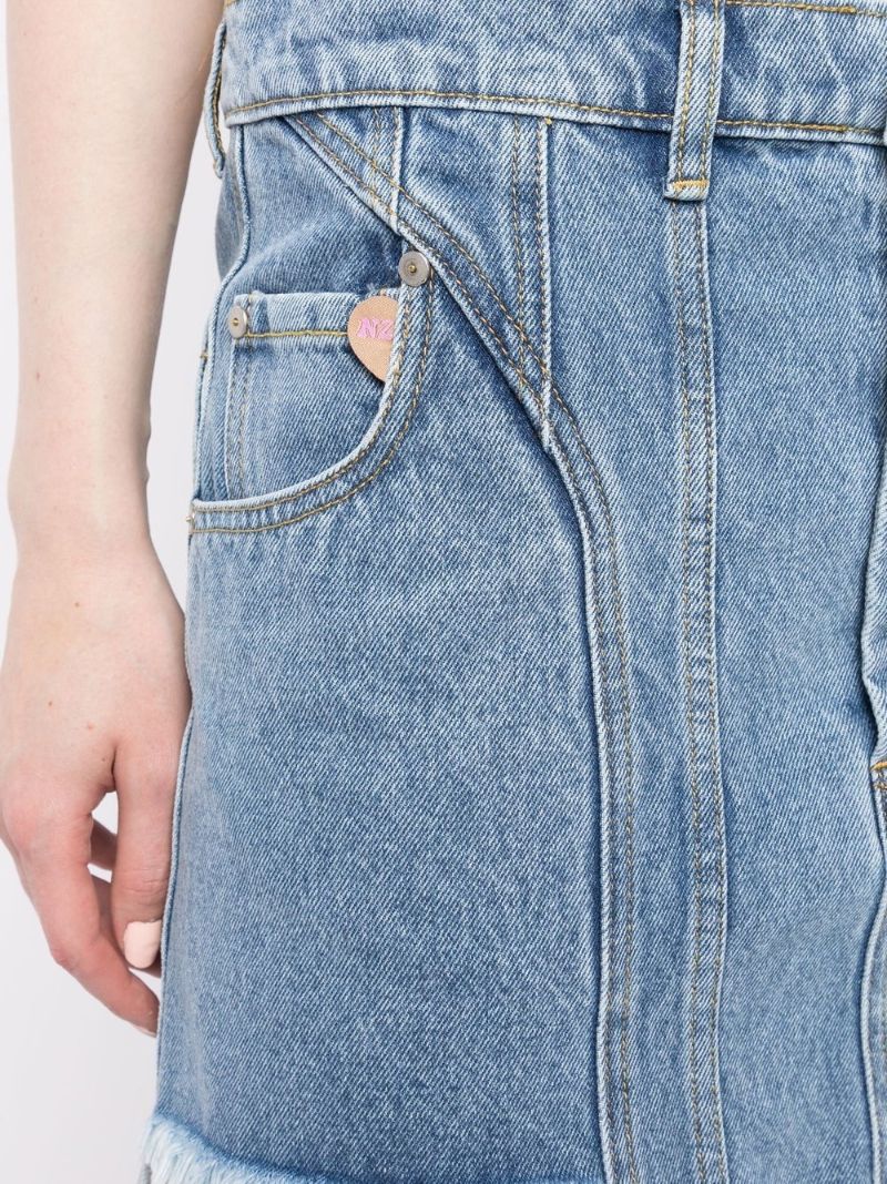 Blue Asymmetric Denim Mini Skirt