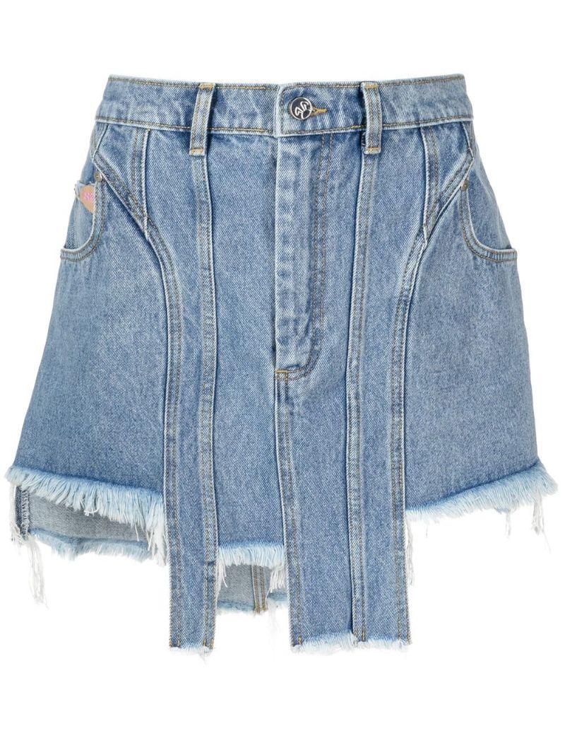 Blue Asymmetric Denim Mini Skirt