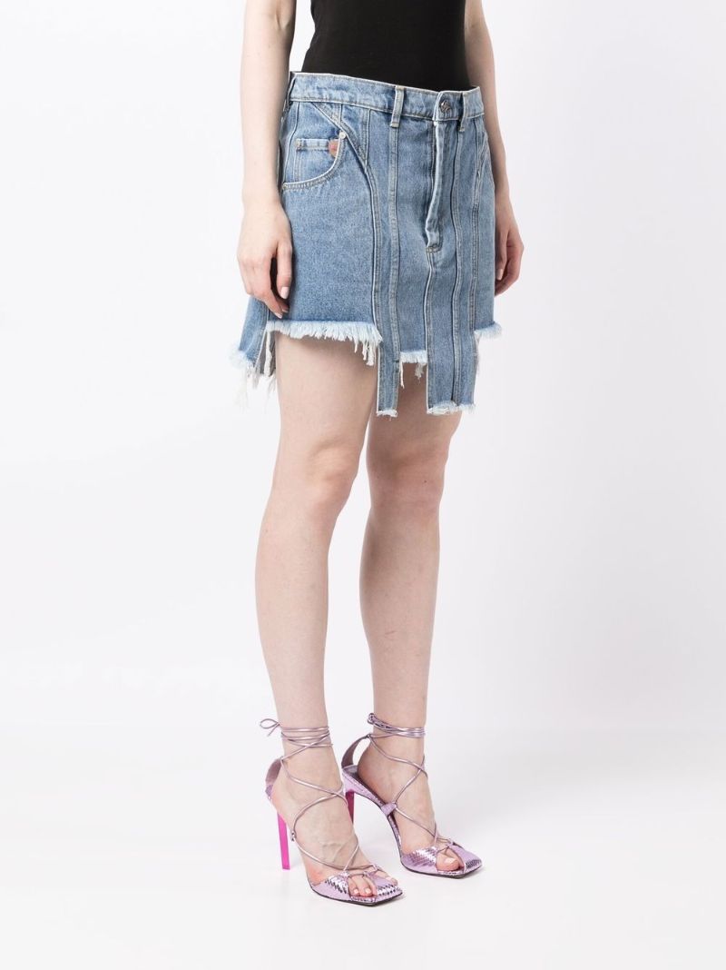 Blue Asymmetric Denim Mini Skirt