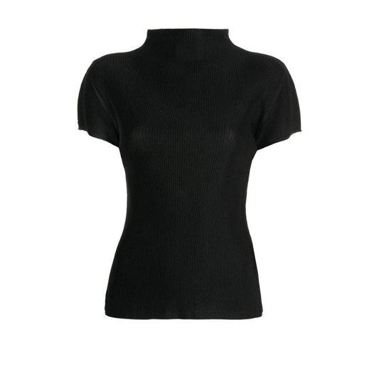 Black High-neck PlissÃ_x0083_Â© Top