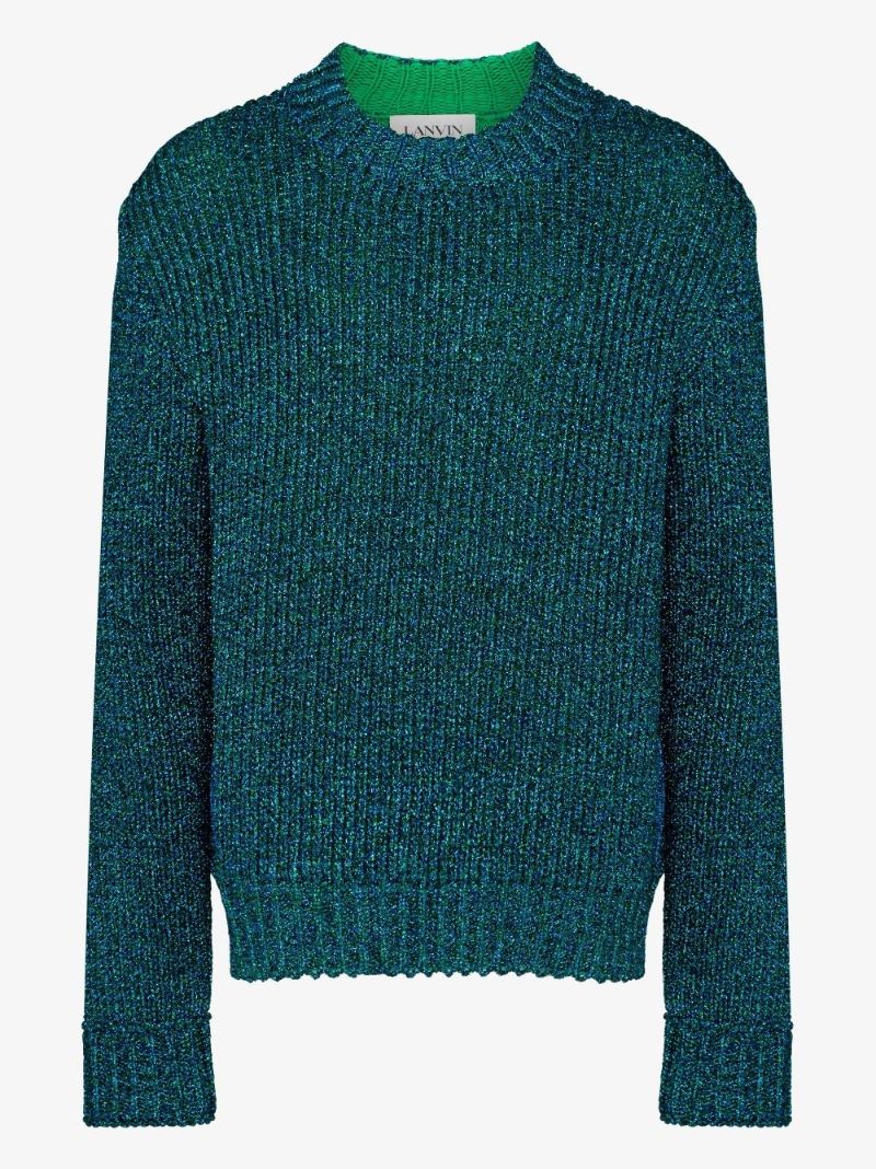 Green Metallic Knitted Sweater