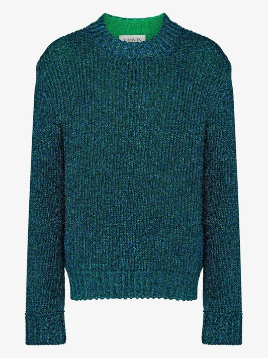 Green Metallic Knitted Sweater