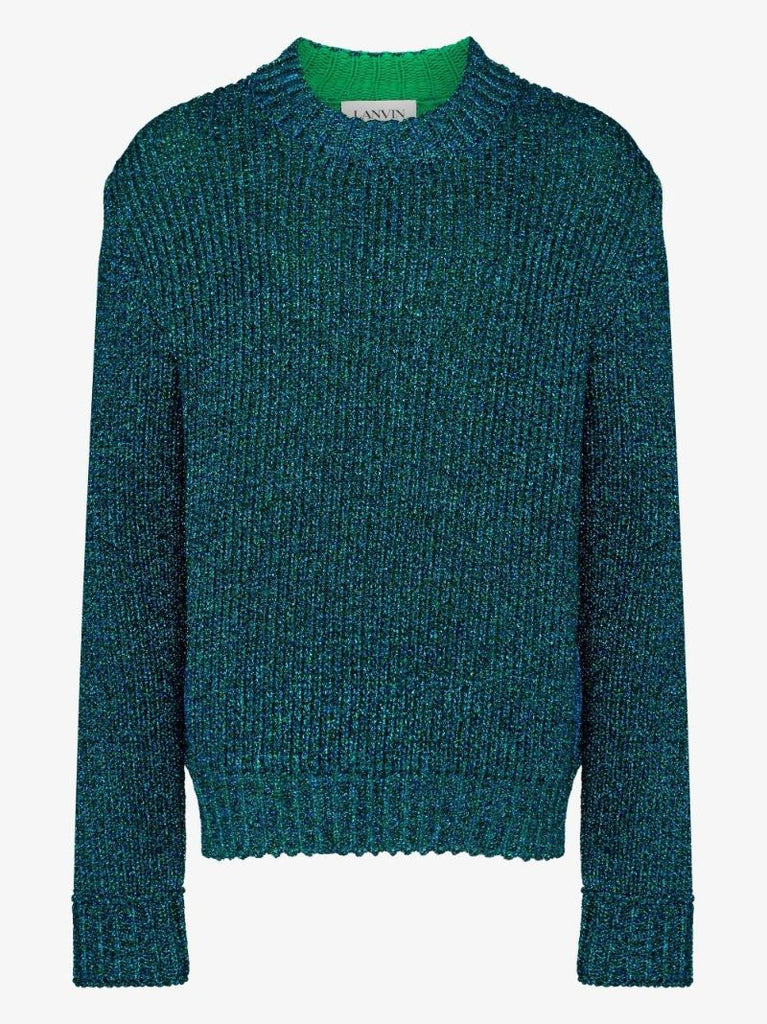 Green Metallic Knitted Sweater