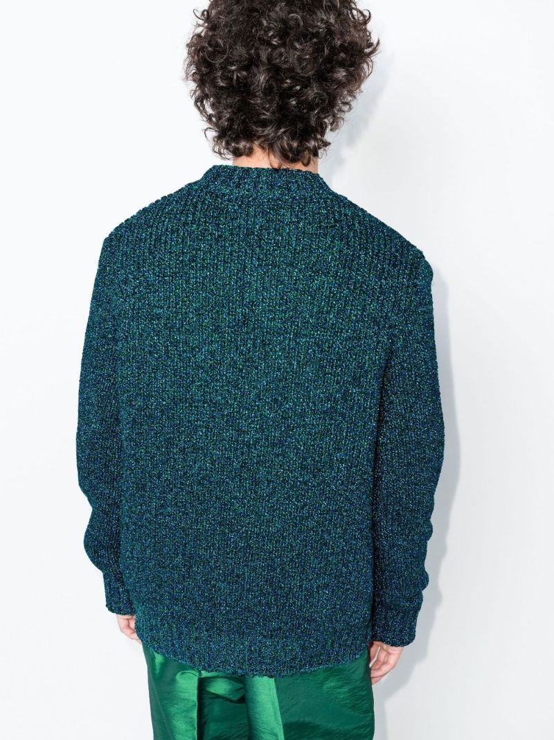 Green Metallic Knitted Sweater