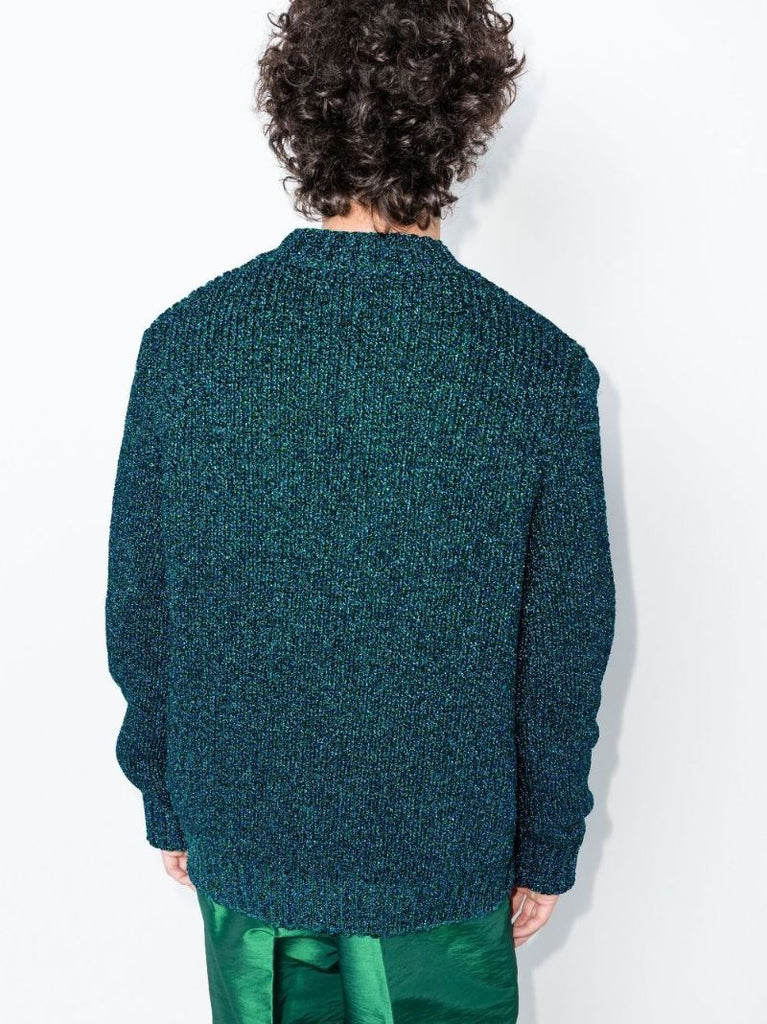 Green Metallic Knitted Sweater