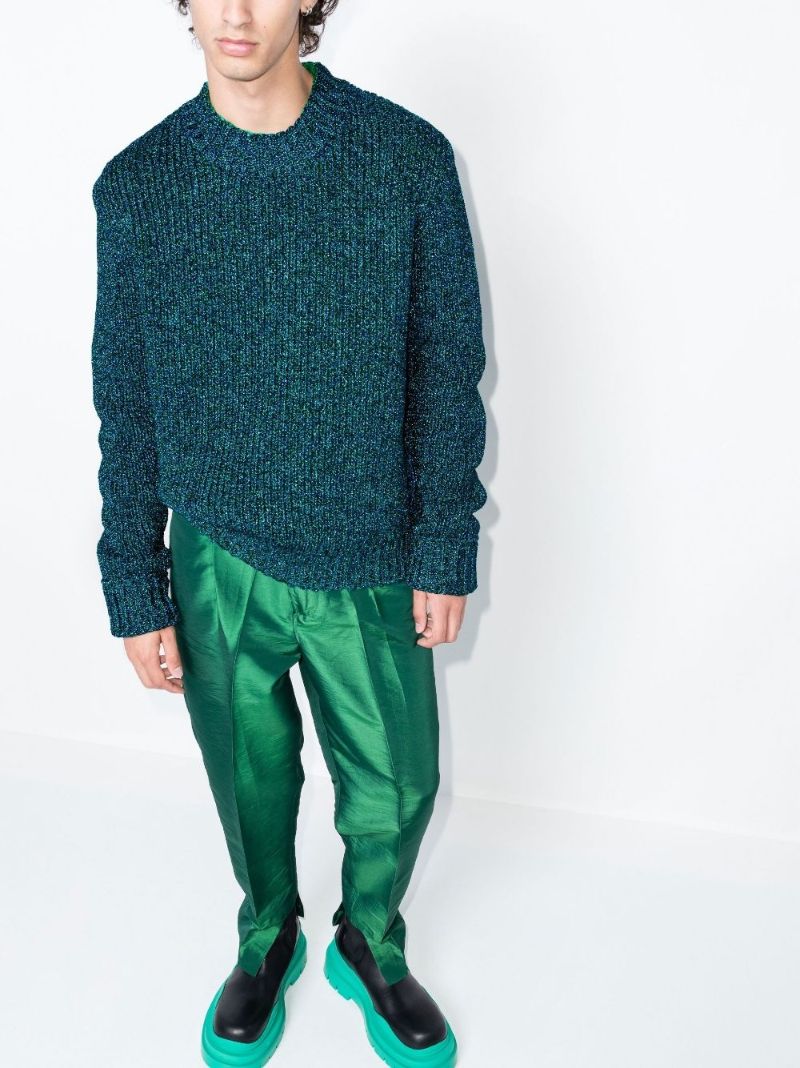 Green Metallic Knitted Sweater