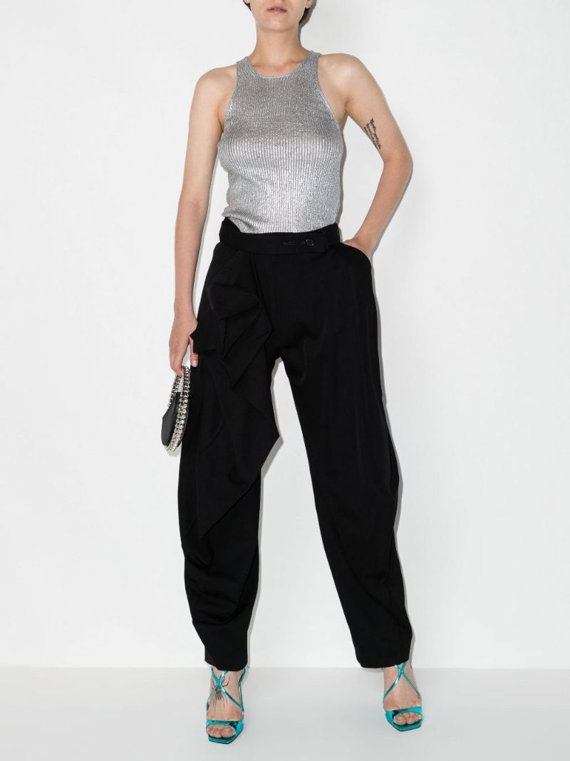 Silver Ribbed-knit Tank Top