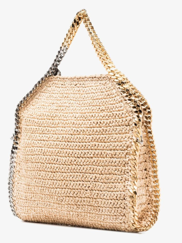 Neutral Falabella Raffia Tote Bag