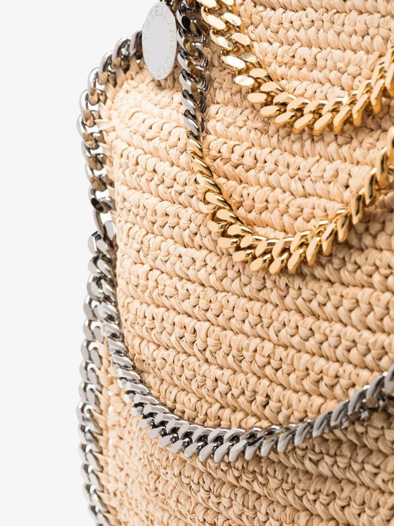 Neutral Falabella Raffia Tote Bag