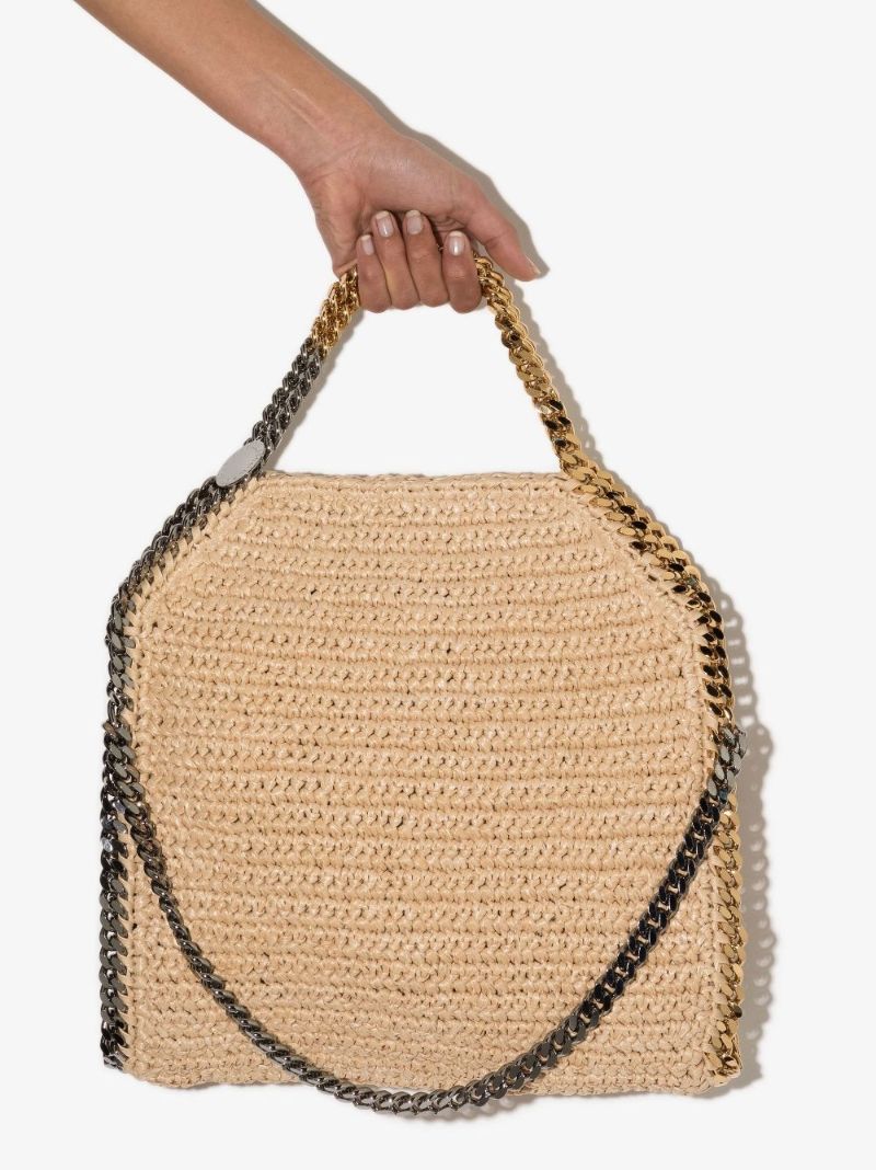 Neutral Falabella Raffia Tote Bag