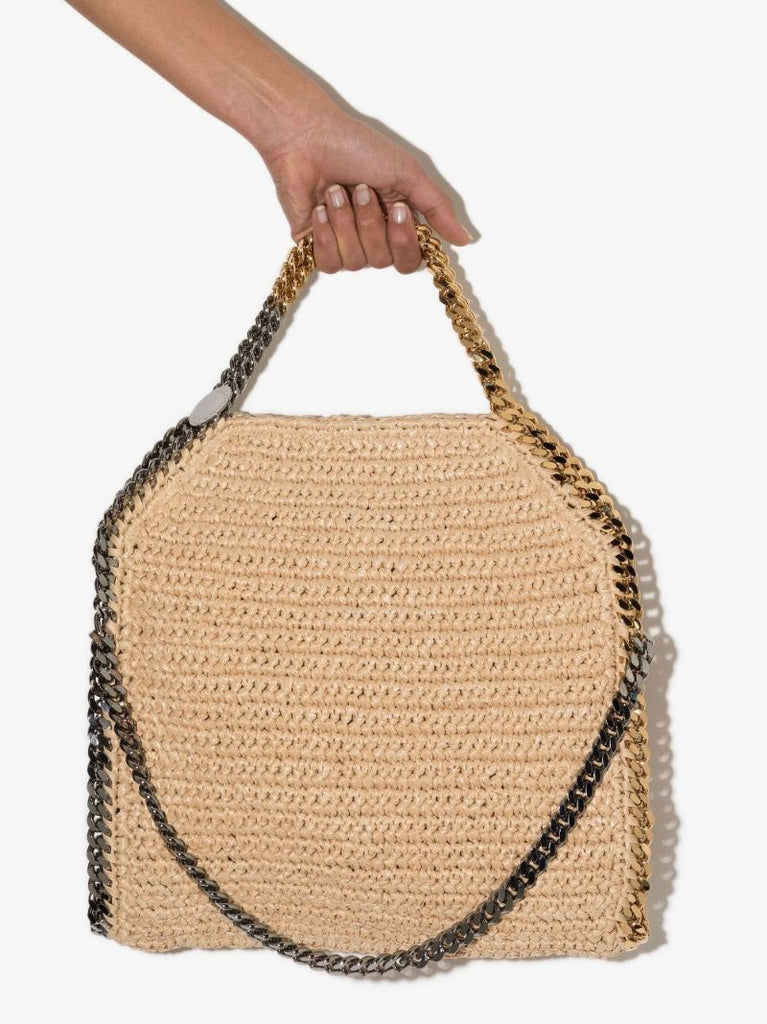 Neutral Falabella Raffia Tote Bag