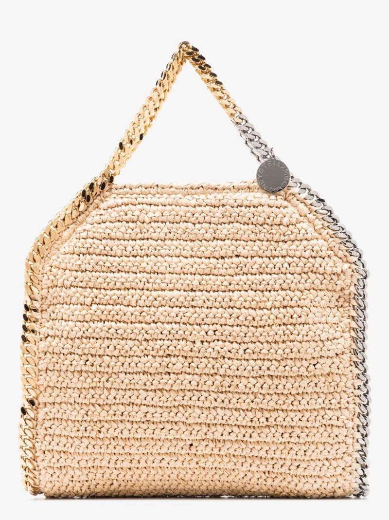 Neutral Falabella Raffia Tote Bag