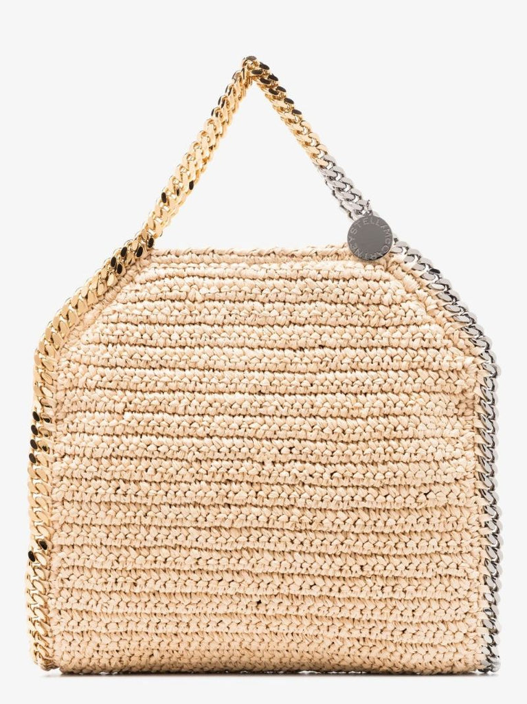 Neutral Falabella Raffia Tote Bag