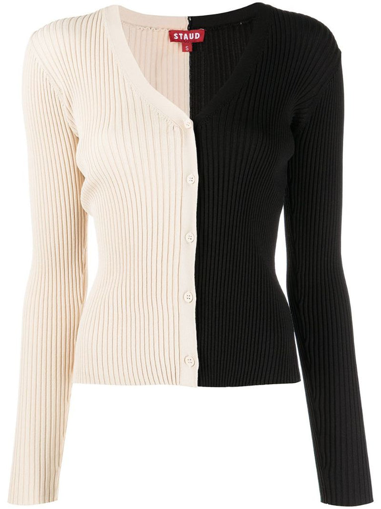 Neutral Ribbed-knit Cardigan