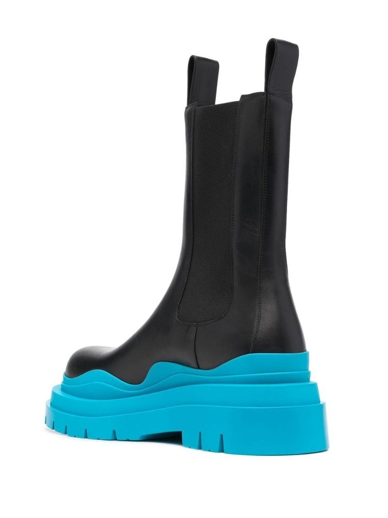 Black Tire Ridged-sole Leather Boots