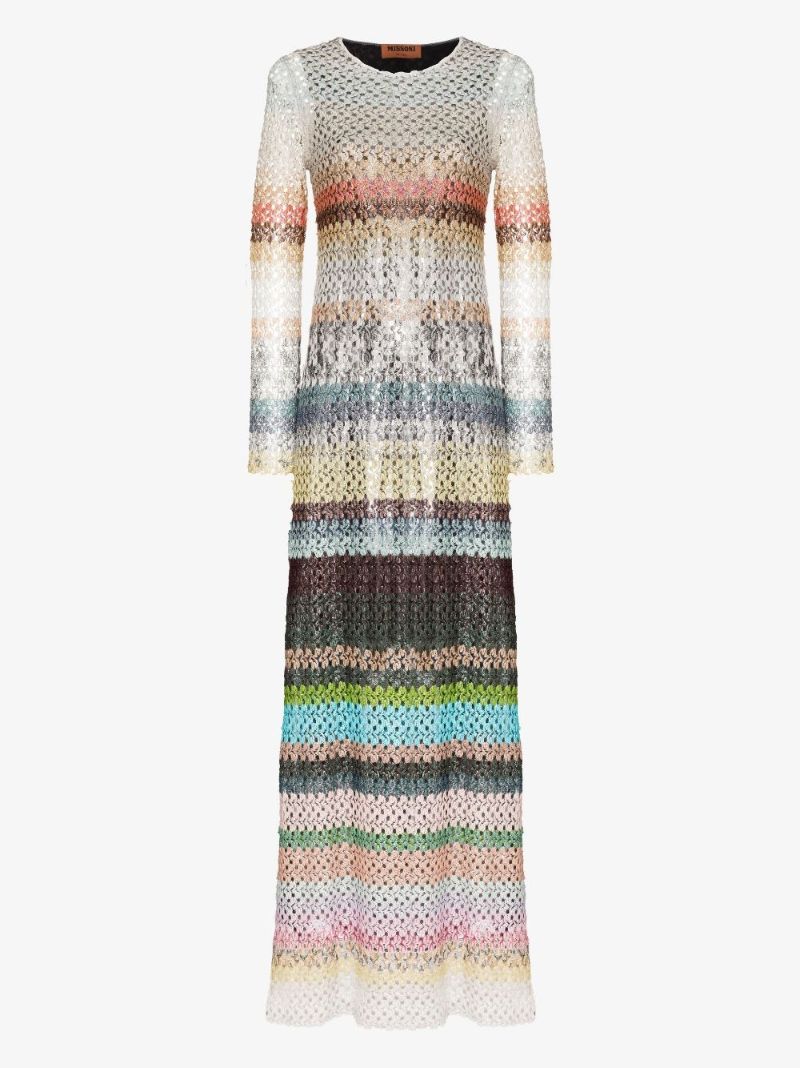 Metallic Striped Crochet Dress