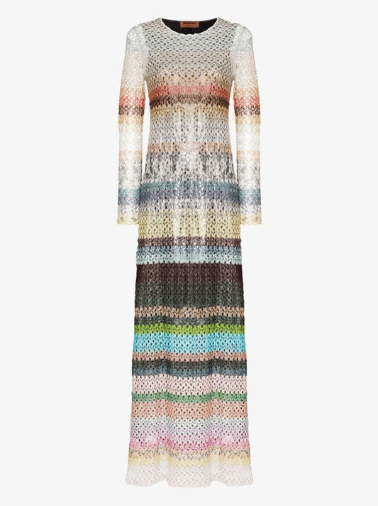 Metallic Striped Crochet Dress
