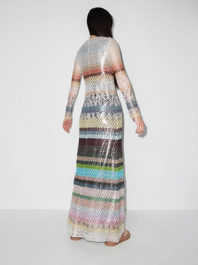 Metallic Striped Crochet Dress